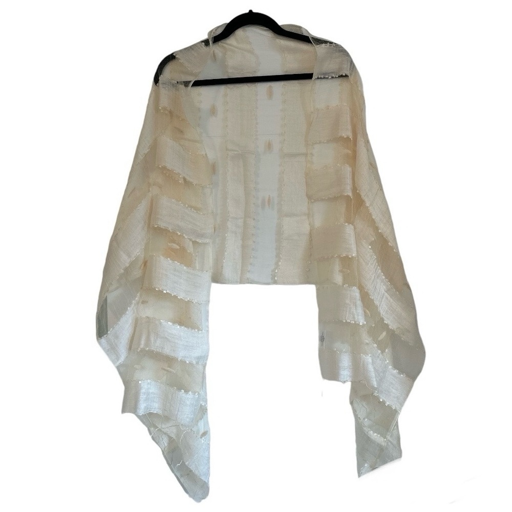 NWOT | Blue Pacific | 100% Silk | Cream Scarf / Wrap / Shawl
